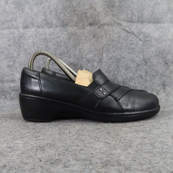 Clarks Shoes Womens 7 Clog Slip On Fashion Comfort Leather Career Walking Black - Picture 2 of 14